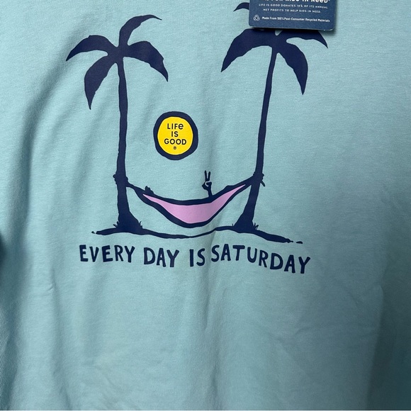 Life Is Good Blue Short Sleeve Tee with Beach Graphic - Picture 4 of 6